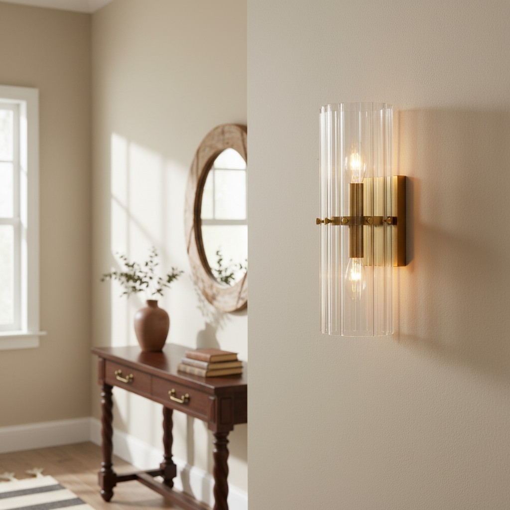Vintage Luxury Ribbed Crystal Wall Lamp