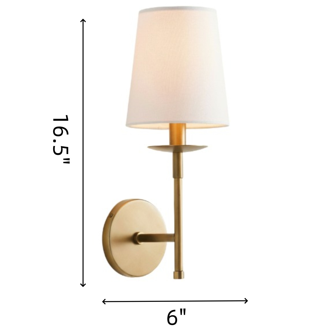 Diagramma delle dimensioni dell'applique da parete Hikari L 6 pollici per H 16,5 pollici