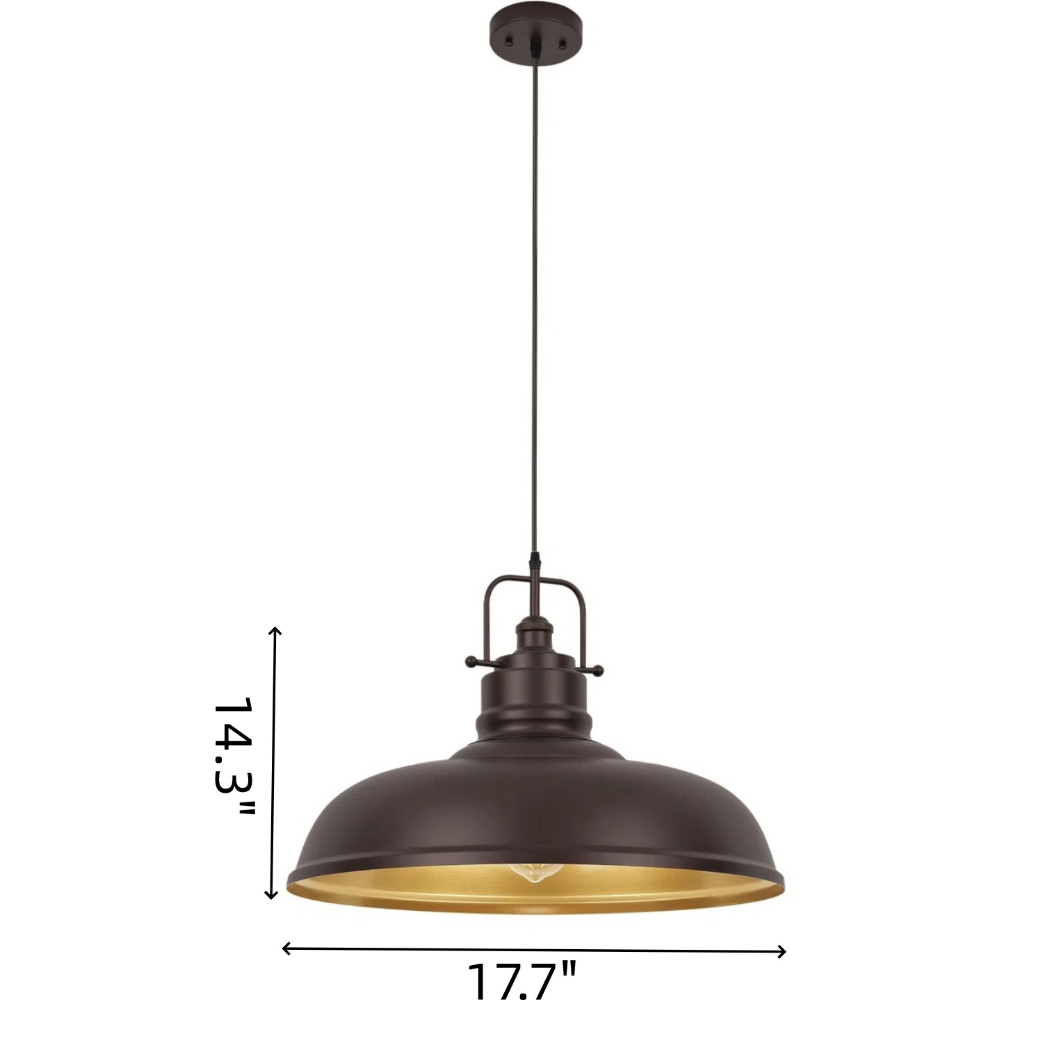 Cyren pendant light size diagram showing width and height