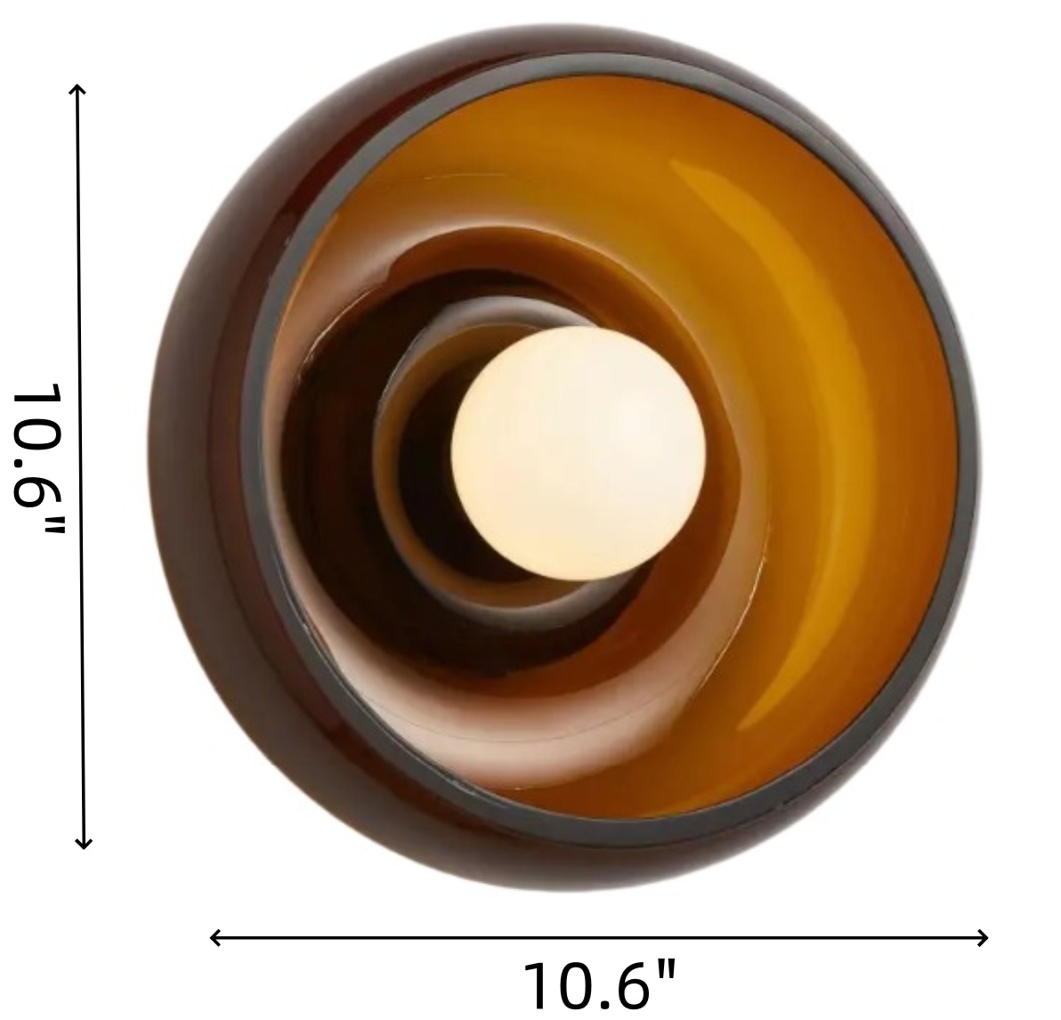 Produktgrößendiagramm der Jorvyn-Wandleuchte, Durchmesser 10,6 Zoll und Höhe 10,6 Zoll
