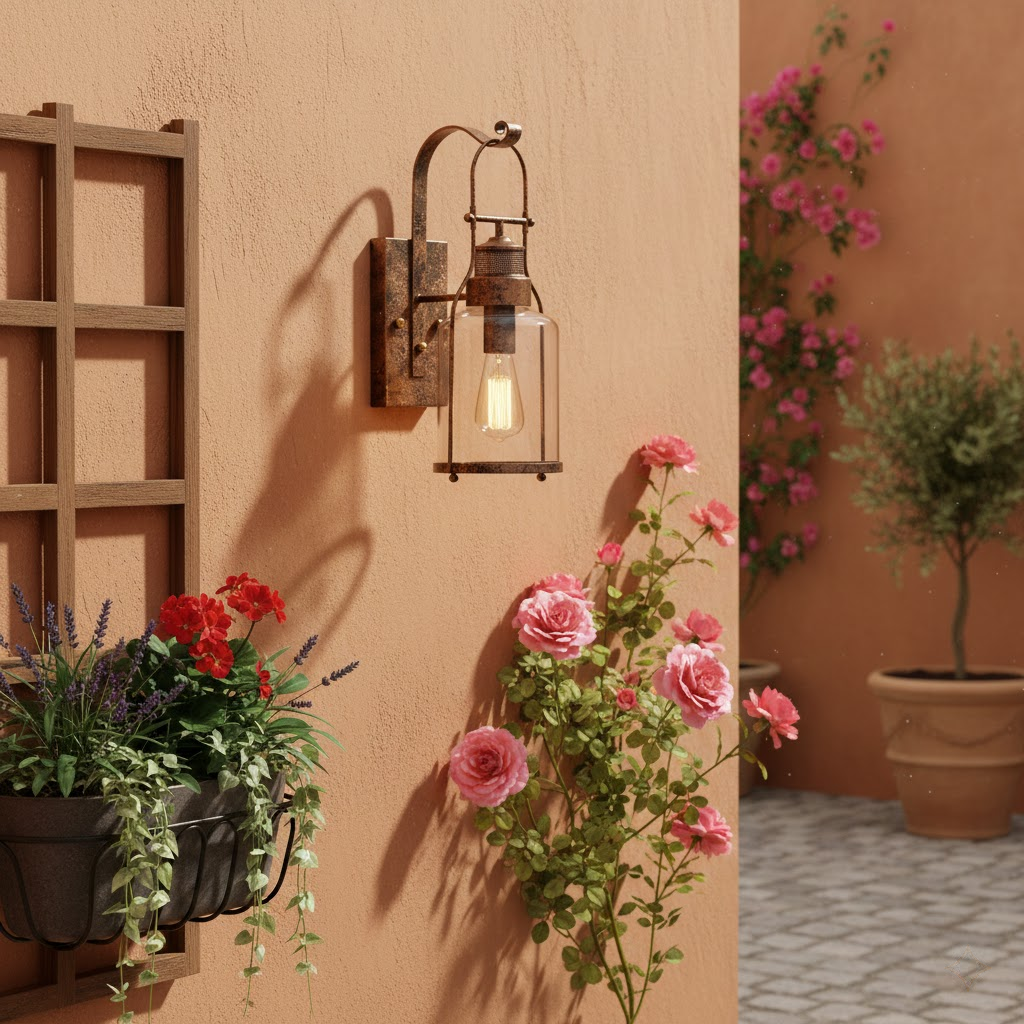 Ciren wall sconce for courtyard setting