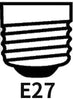 Oznaczenie typu podstawy źródła światła E26 lub E27