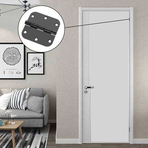 Charnières de porte noires mates de 3,5 pouces avec coin de rayon de 5/8 po