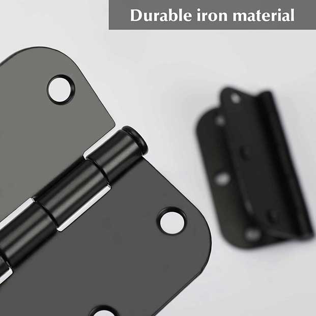 Charnières de porte noires mates de 3,5 pouces avec coin de rayon de 5/8 po