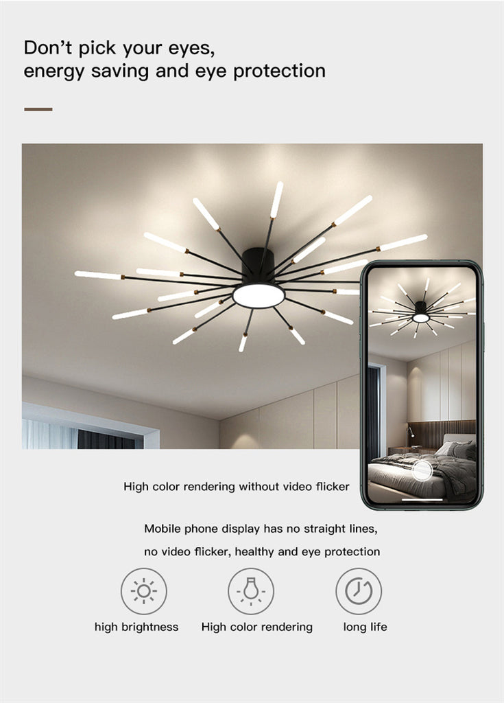 Lampadario moderno a forma di fuoco d'artificio, semi-incasso, con LED Magic Wand