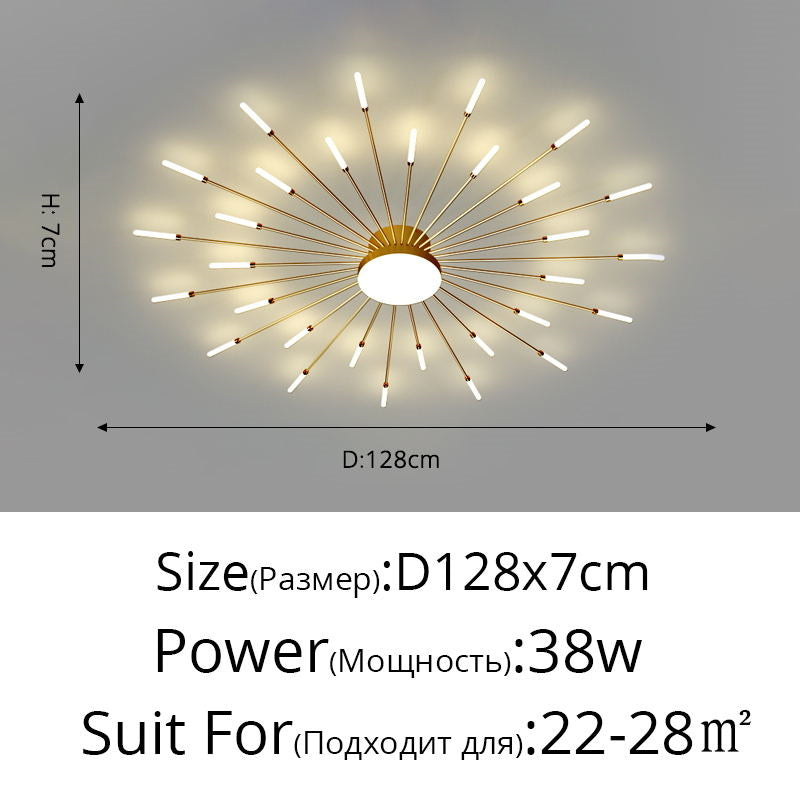 Lampadario moderno a forma di fuoco d'artificio, semi-incasso, con LED Magic Wand