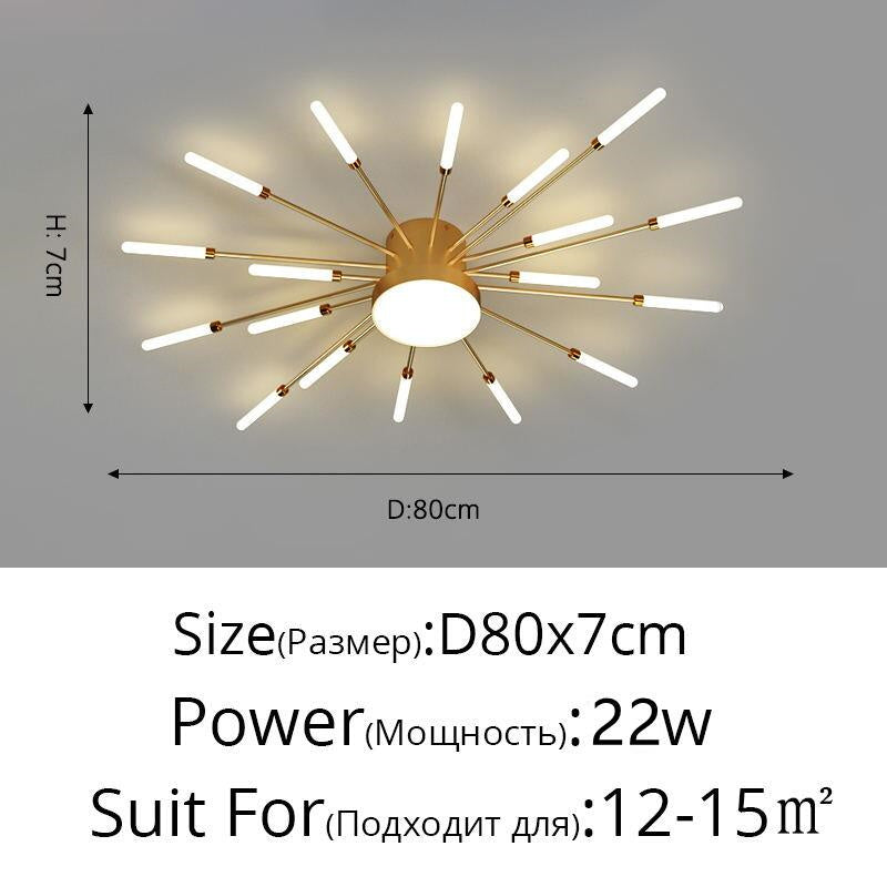Lampadario moderno a forma di fuoco d'artificio, semi-incasso, con LED Magic Wand