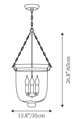 Chelsea Pendant Lamp size diagram showing diameter and height