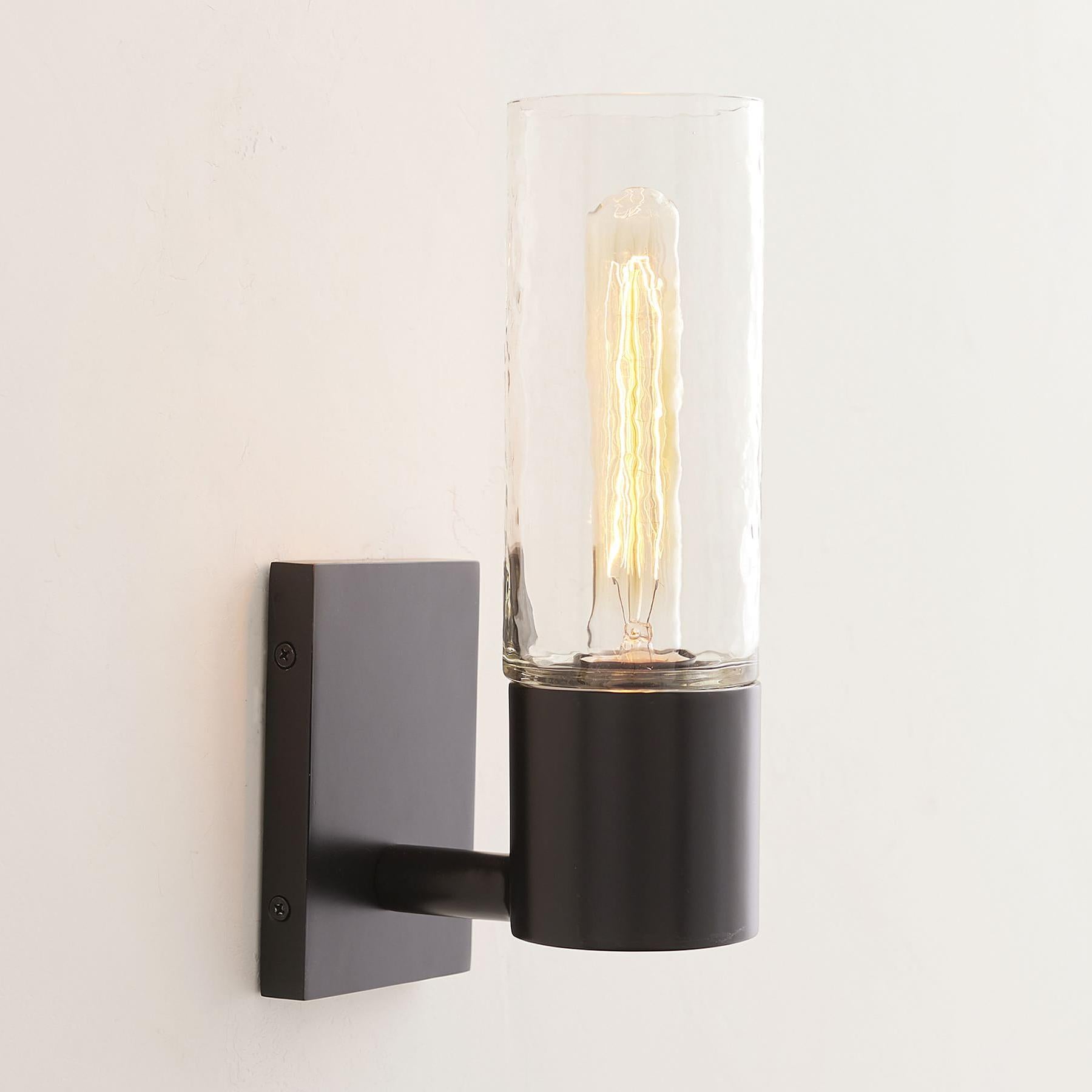 Applique murale Evren en verre tubulaire noir mat à une tête