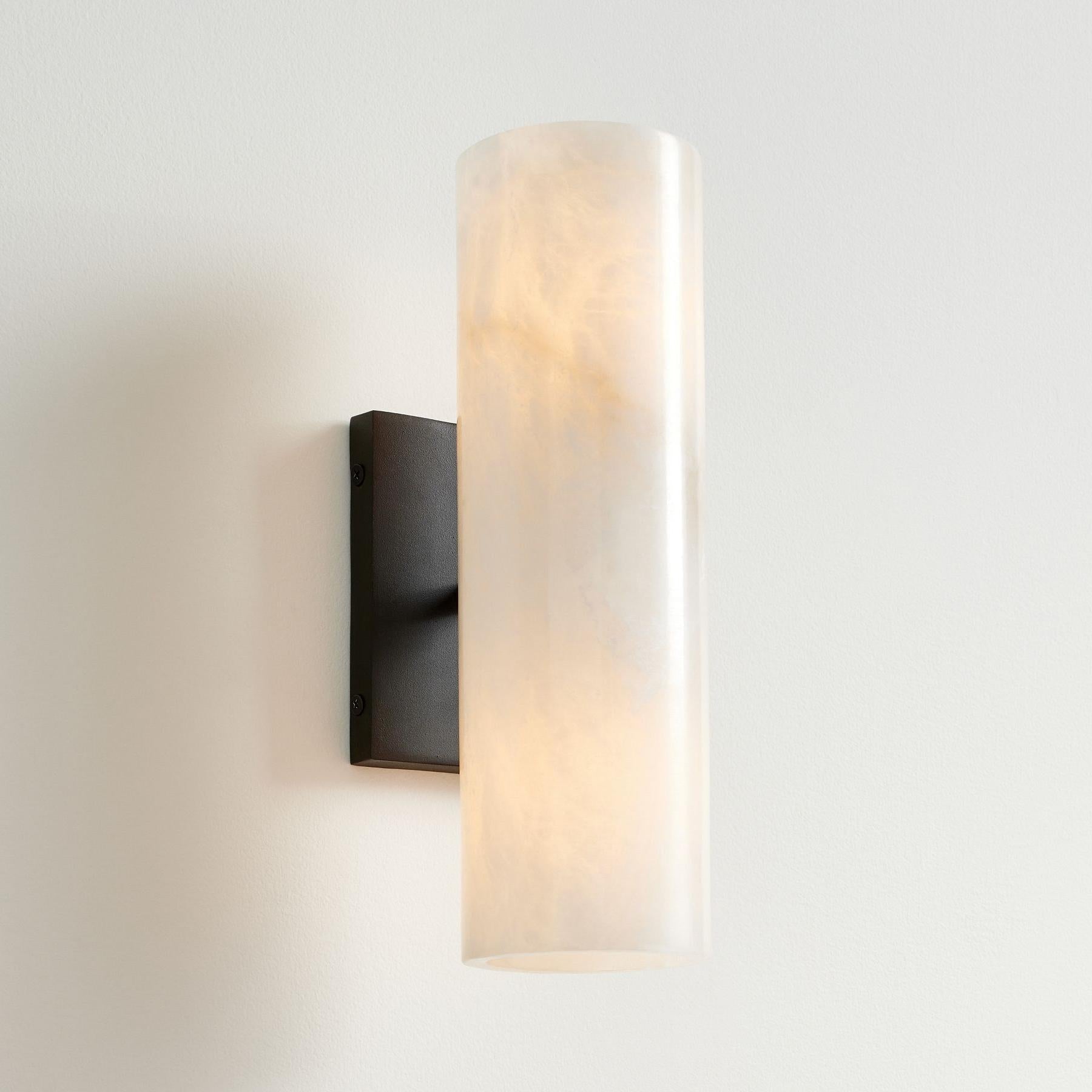 Doran sconce product image showing tube scale and wall plate