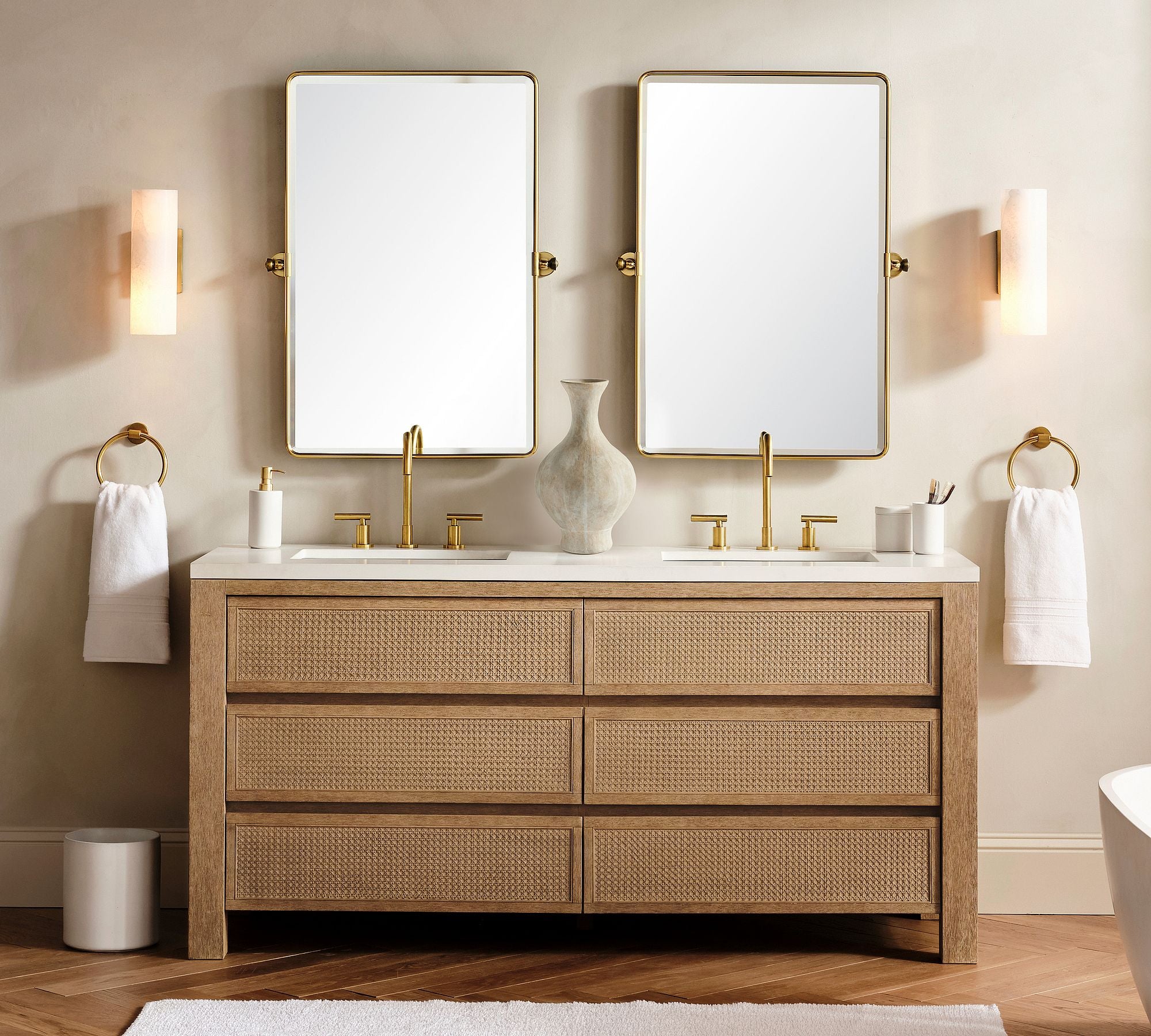 Doran alabaster tube sconce in an elegant room setting