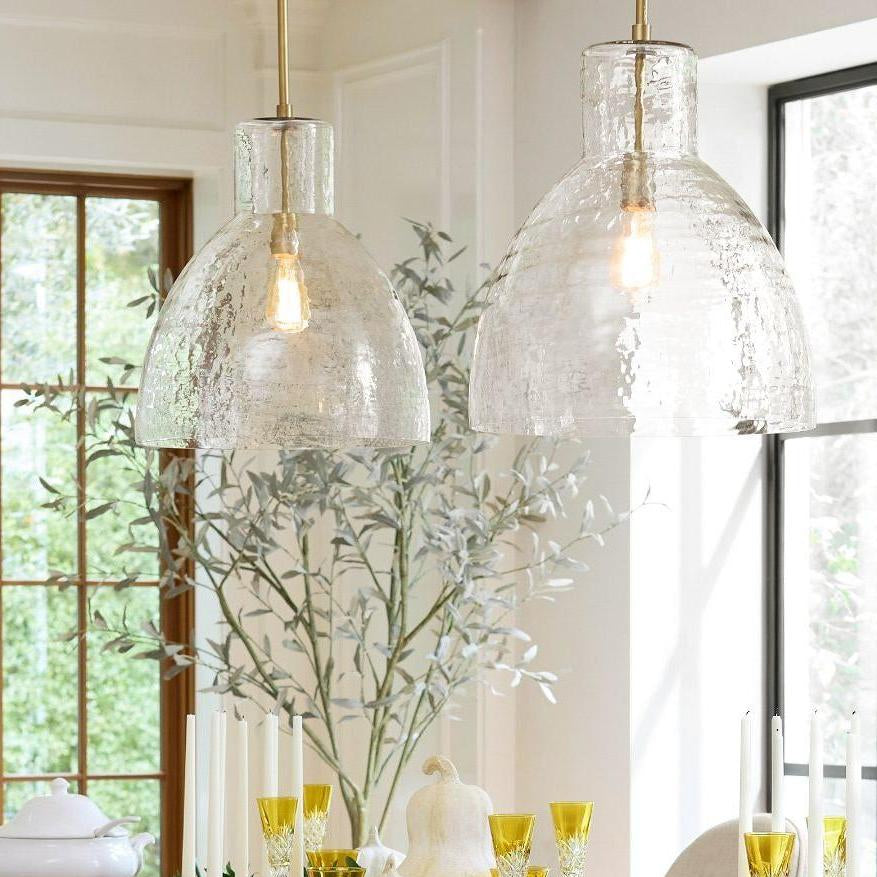 Modern Farmhouse Hammered Glass Pendant Light