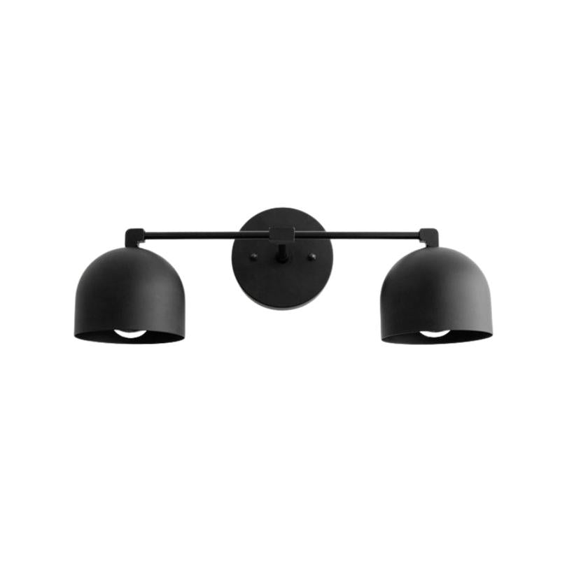 2-head black shade with black finish vanity sconce