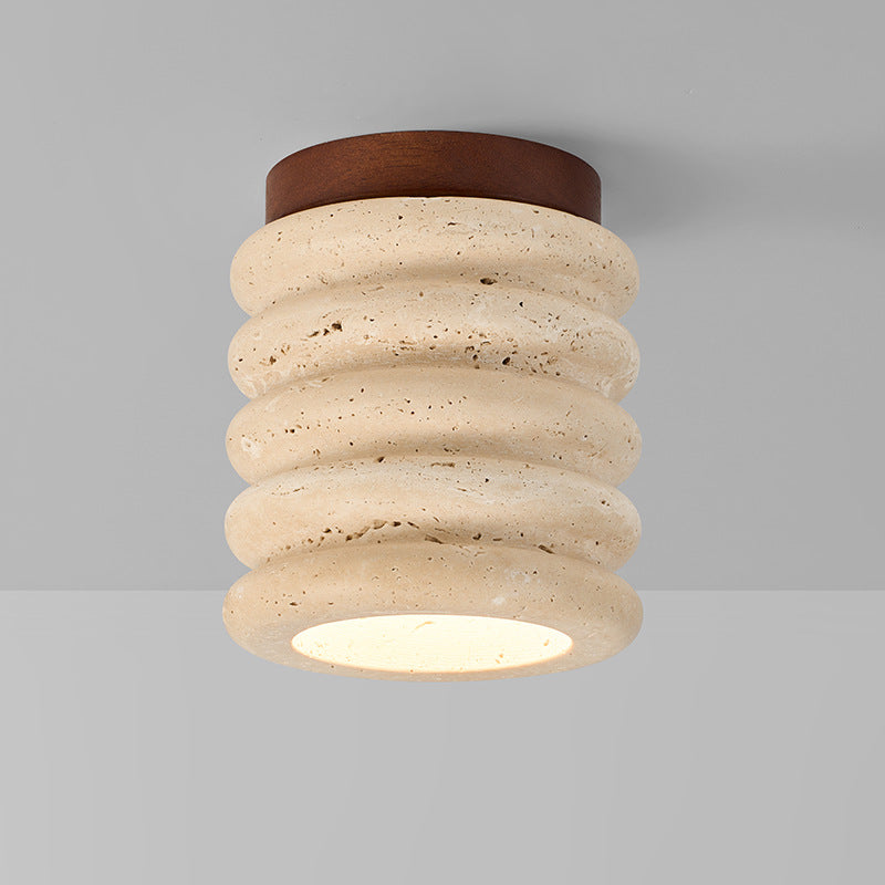 Kairi Scandinavian Natural Travertine Semi Flush Mount Ceiling Light