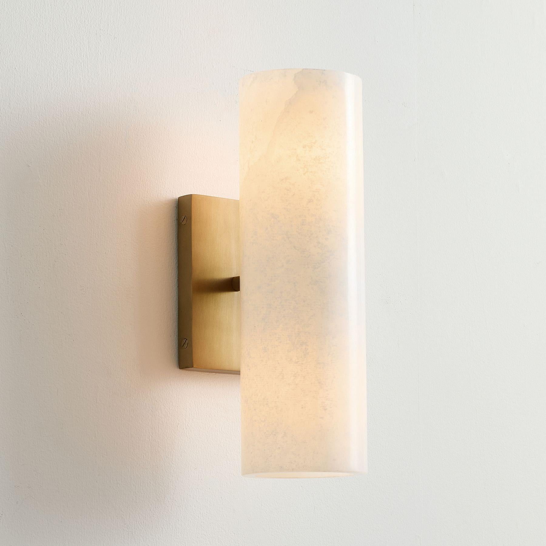 Doran sconce detail image showing alabaster shade proportions
