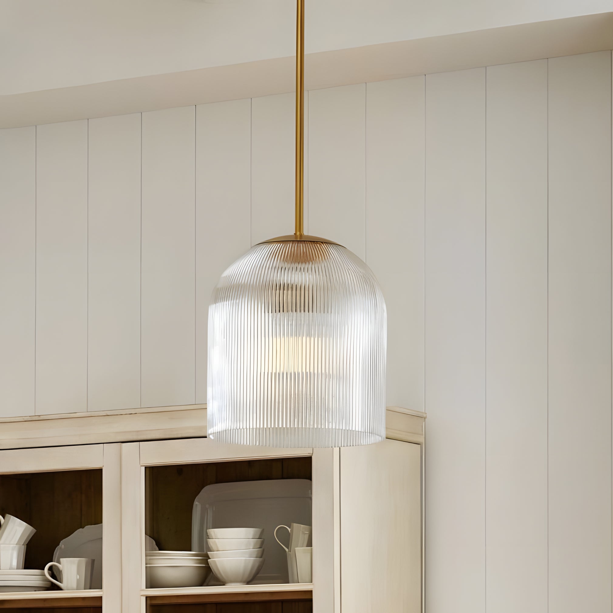 Caleb Farmhouse Ribbed Glass Pendant Light