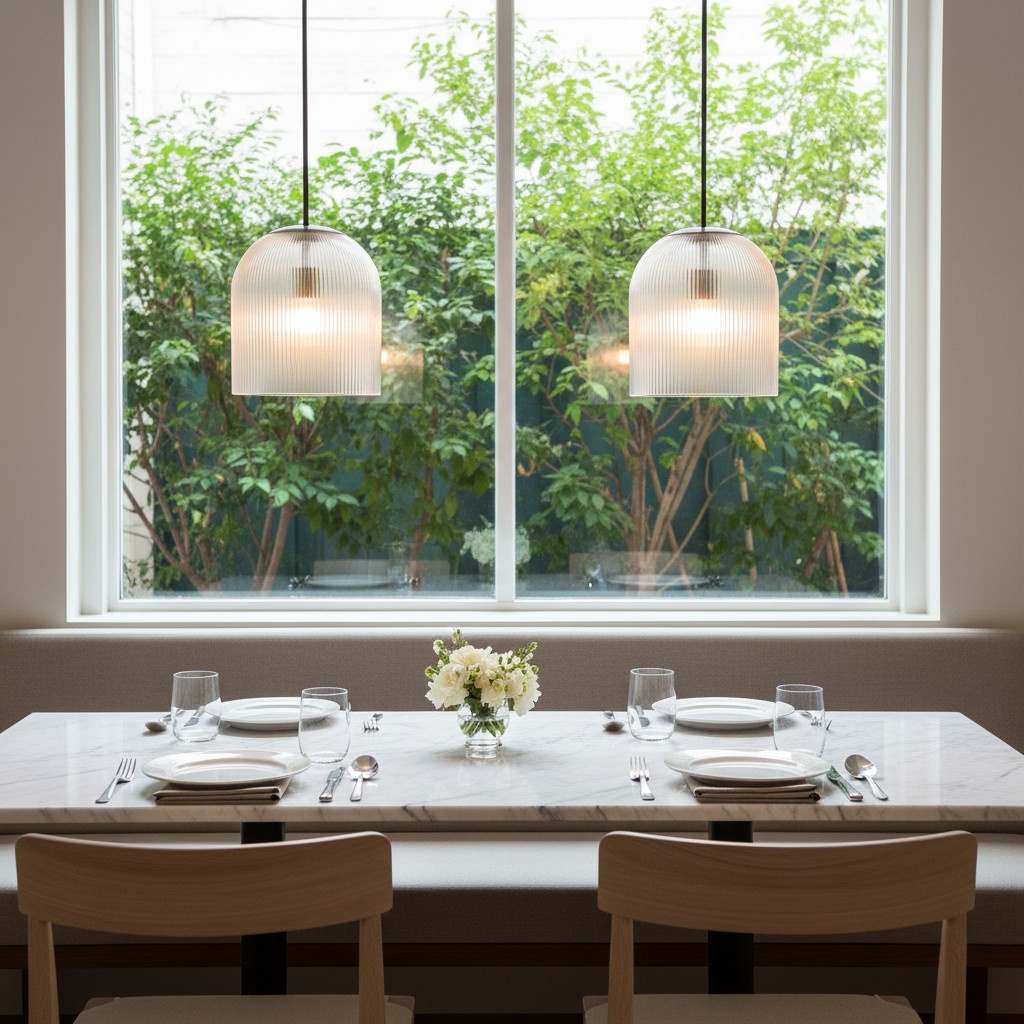 Caleb Farmhouse Ribbed Glass Pendant Light