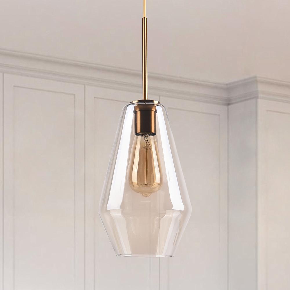 Lámpara colgante geométrica de latón Amber Glass S