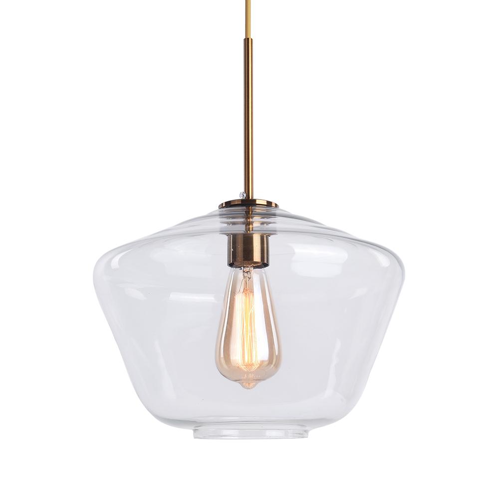 Lámpara colgante geométrica de latón Clear Glass L