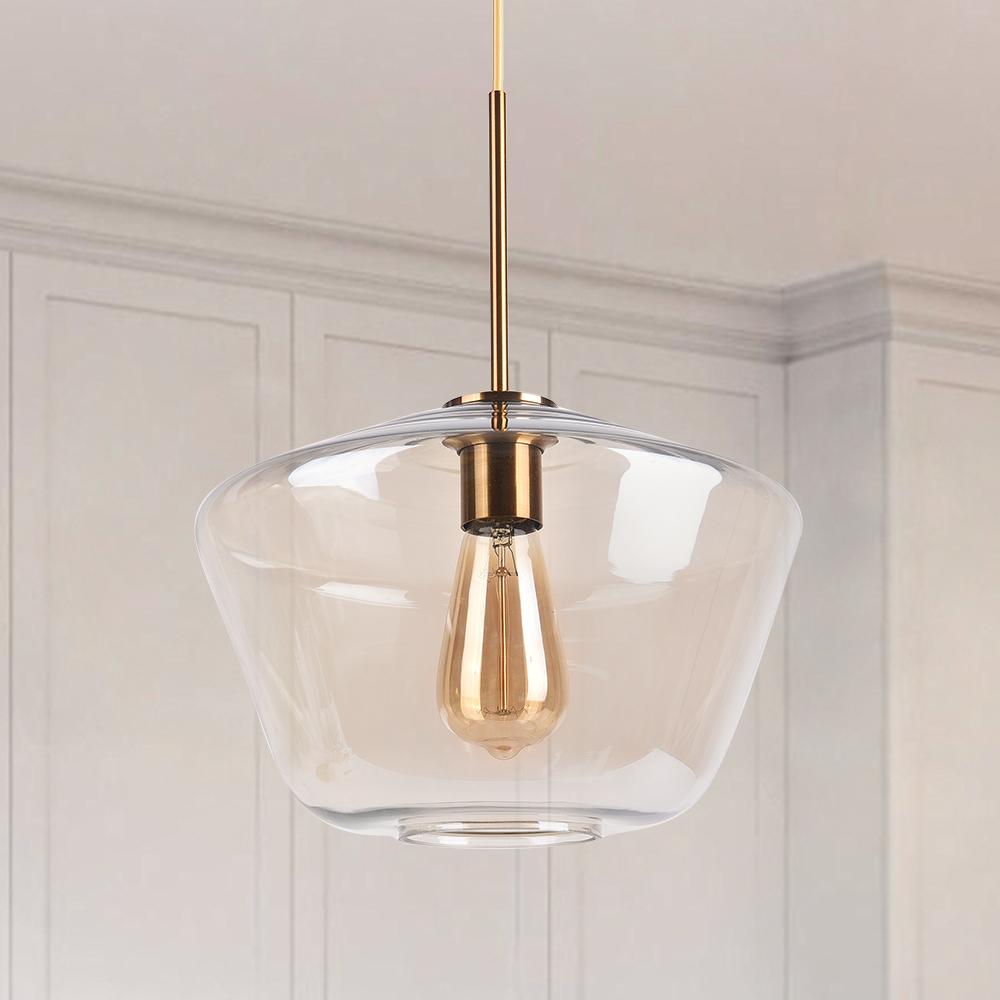 Lámpara colgante geométrica de latón Amber Glass L