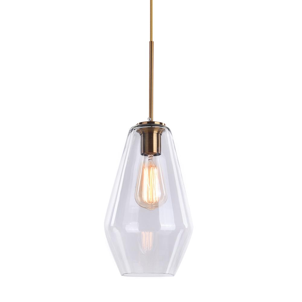 Lámpara colgante geométrica de latón Clear Glass S