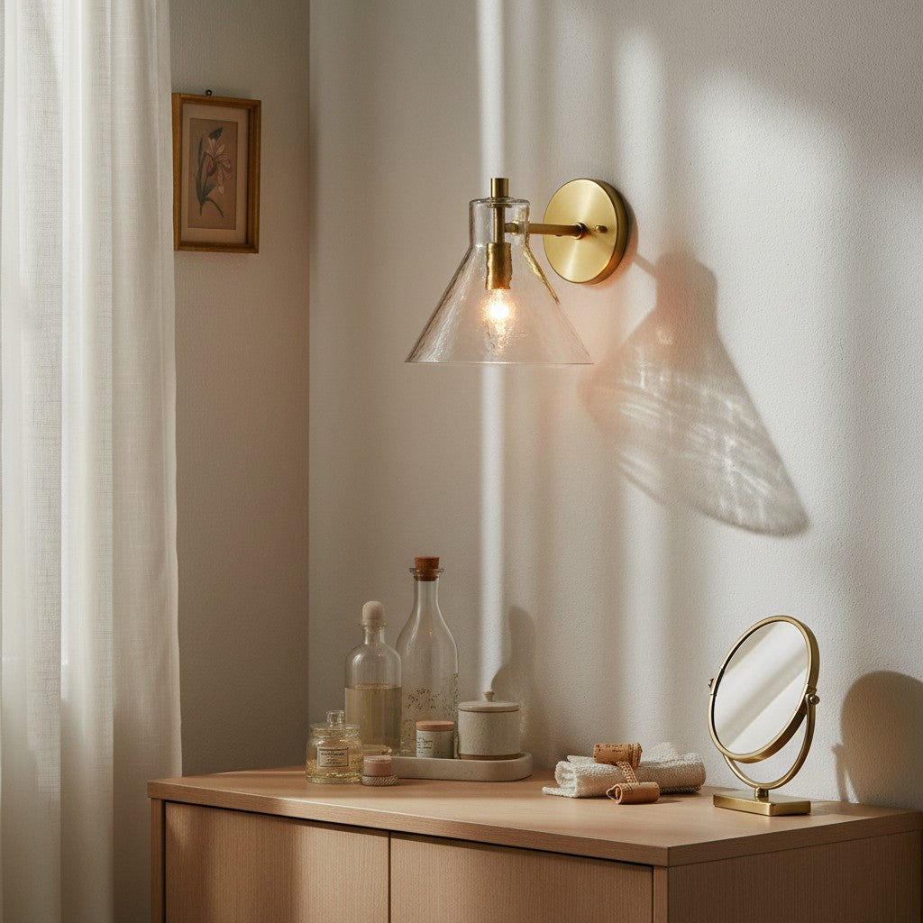 Ptocheia Rustic Cone Clear Glass Wall Sconce