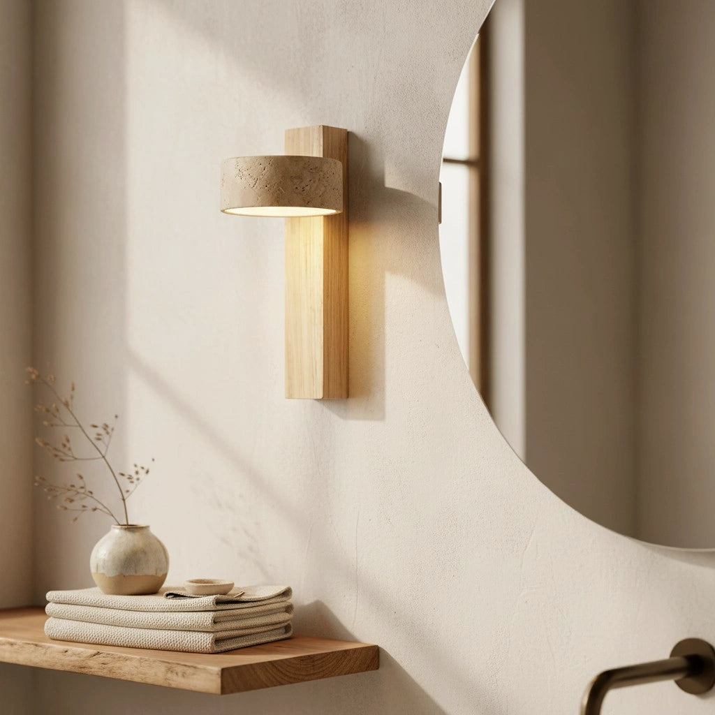 Applique da parete a LED in travertino naturale Shawna Wabi Sabi5.webp__PID:051a7efc-2167-41eb-93e0-d095196e8f83