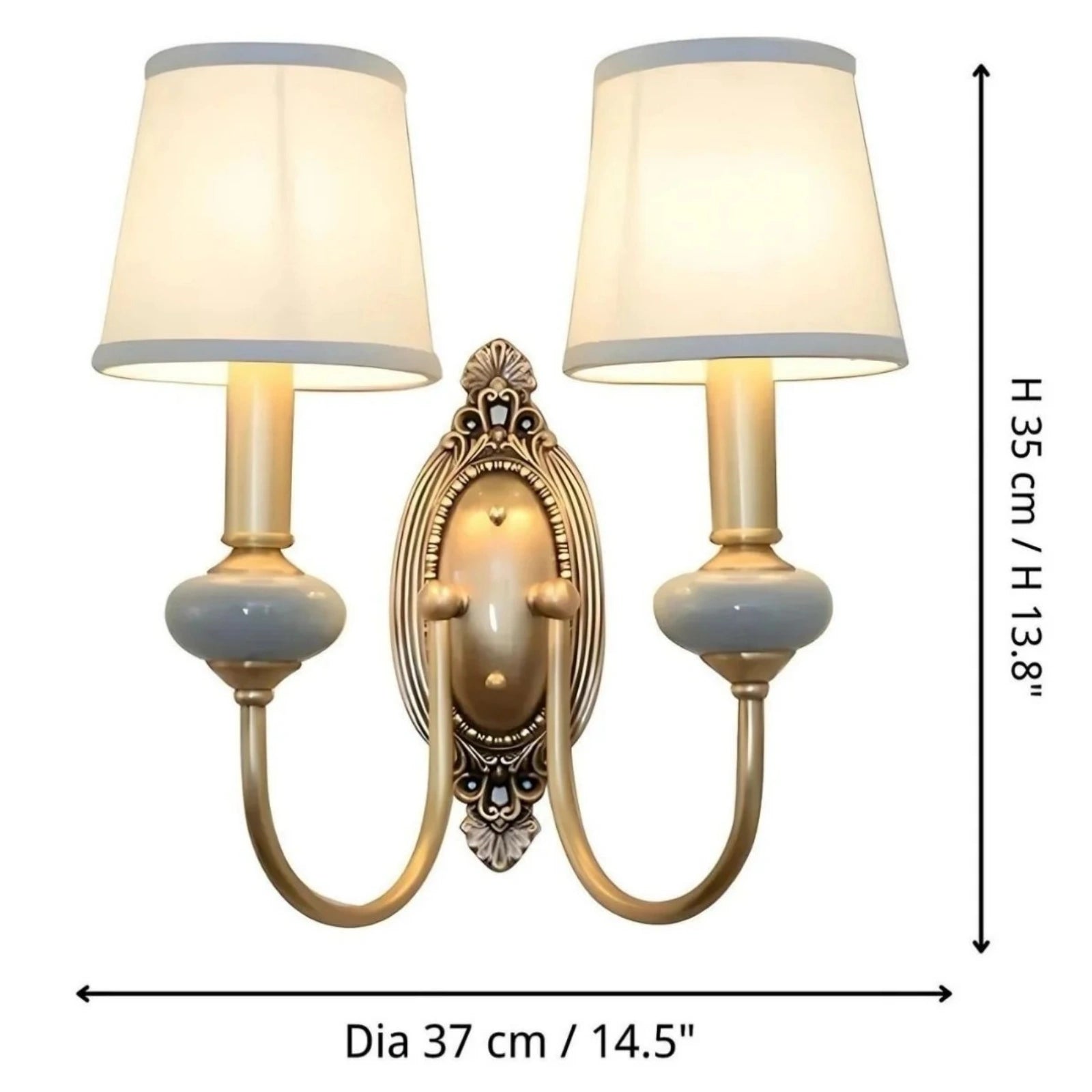 Della wall lamp 2-head specification diagram