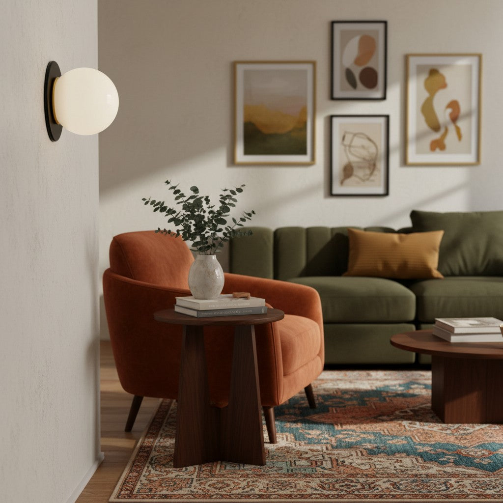 Aplique de pared Orb de vidrio y latón minimalista clásico de Nria 17.jpg__PID:a10b0446-29a6-4828-9cac-1d498223c1a8