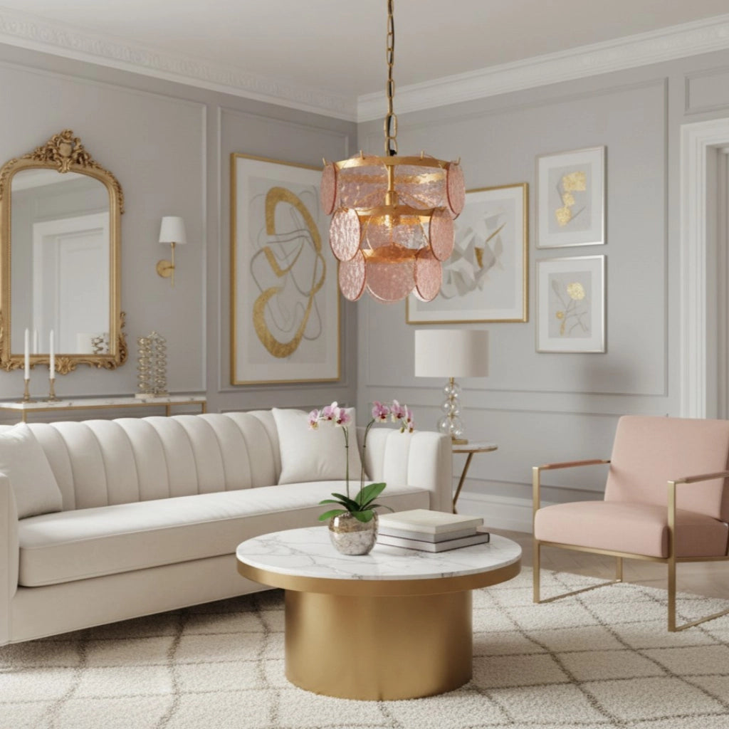 Brage Luxurious Glass Layered Scallop Chandelier8.webp__PID:16183f84-6f93-47a4-bcc8-bb54d08a224d
