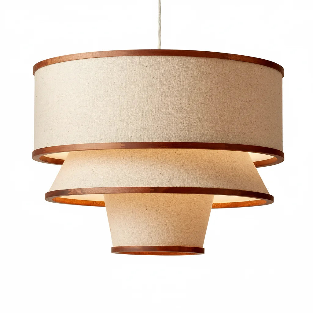 Lámpara colgante Caroline moderna de lino y madera de nogal 1.webp__PID:bd67edea-70ed-4e3e-b6e4-750b20908b7e