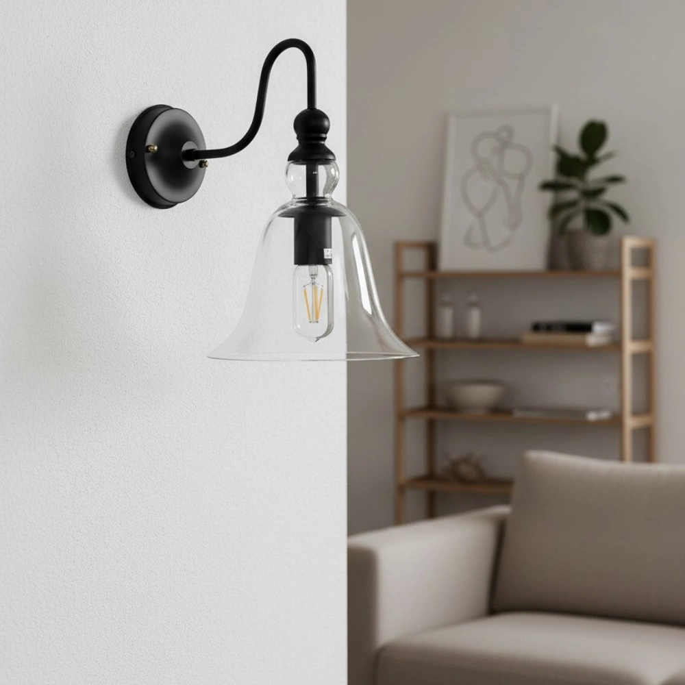 Lampada da parete in vetro rurale vintage Riggs90.webp__PID:9539023b-7476-4635-b3f1-983a234c210b