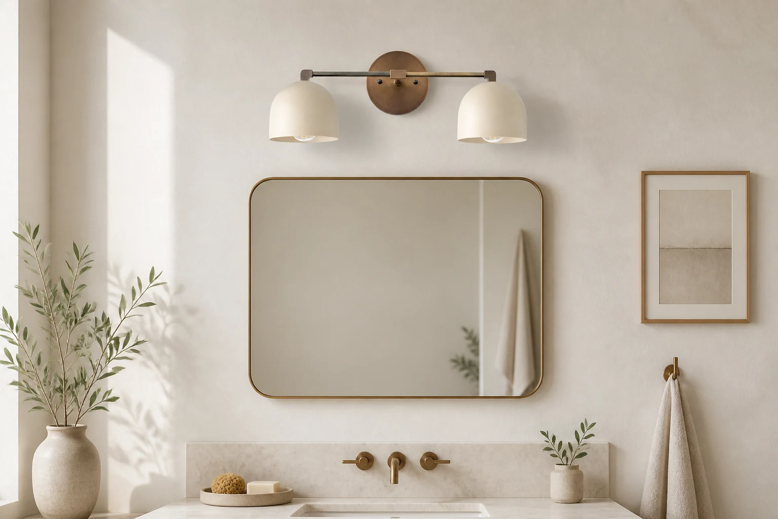 Aplique de baño Nordic Metal Deep Ball en un ambiente de estilo de vida de baño.