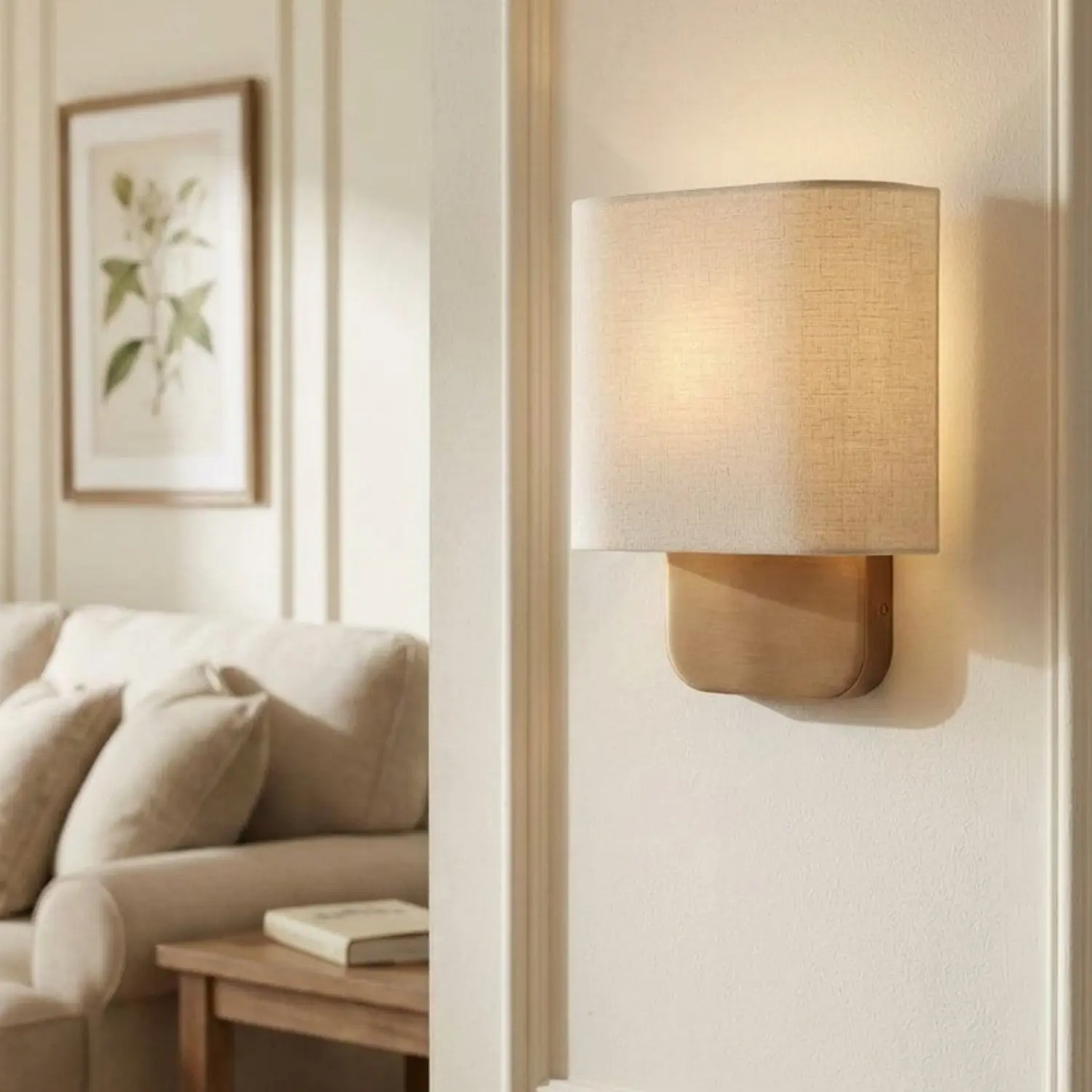 Maris Modern Linen Shade Metal Wall Sconce
